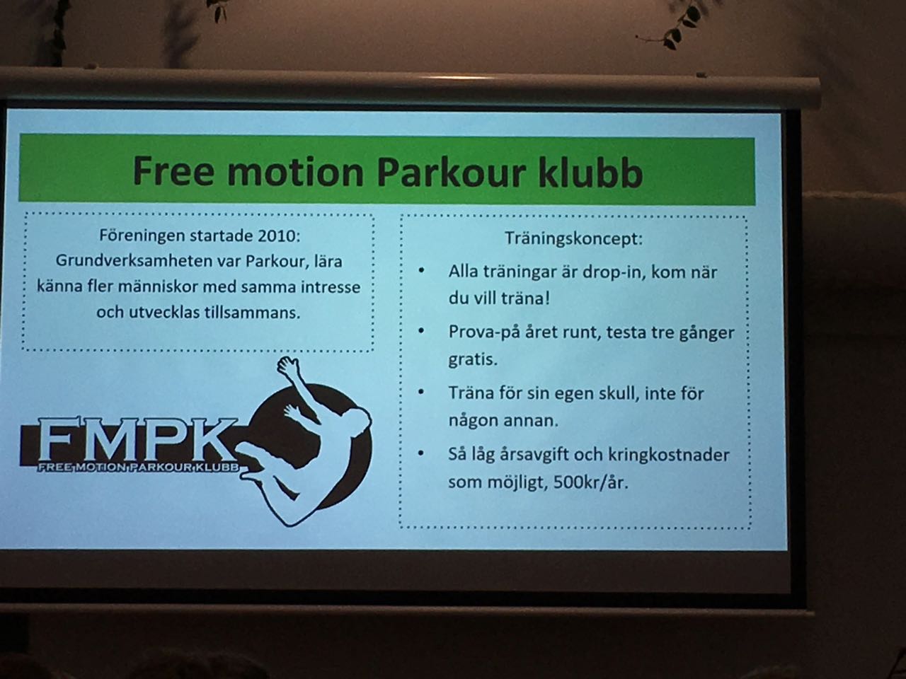 Free motion parkour klubb motionsidrott