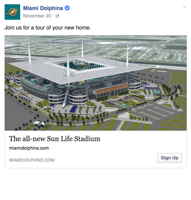 Miami Dolphins Facebookannons Sportidealisten sportmarknadsföring